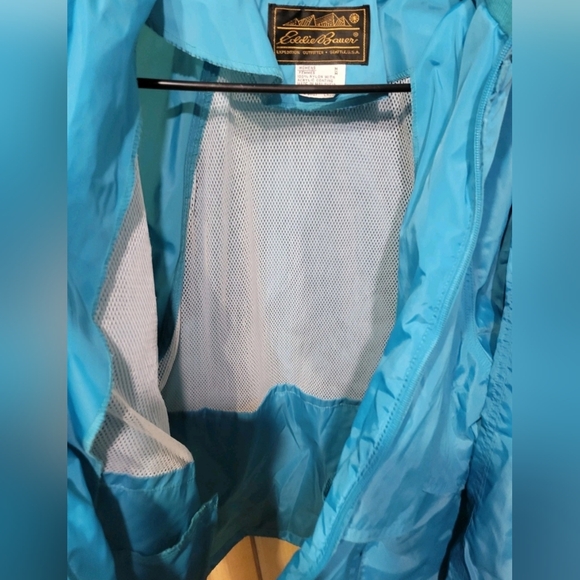 Vintage 90s Eddie Bauer  Lightweight Aqua Blue Windbreaker Jacket Womens  Medium - Picture 3 of 6